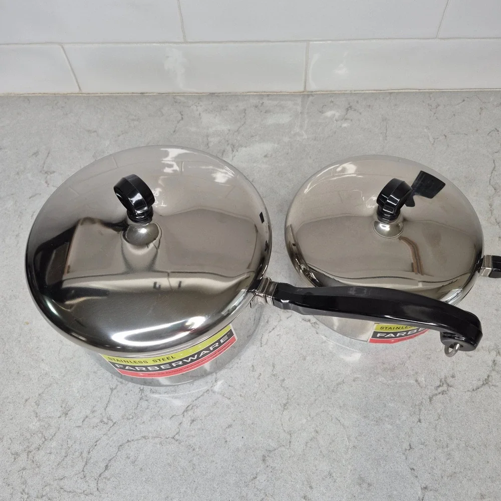 Vintage Farberware Saucepan Set Aluminum Clad 1.5qt 3qt Silver
